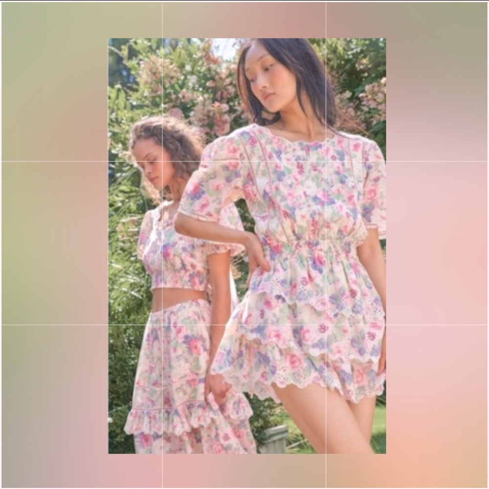 🥂NWOT LSF MAVIS VEILED KISS Floral Mini Pink&White💕